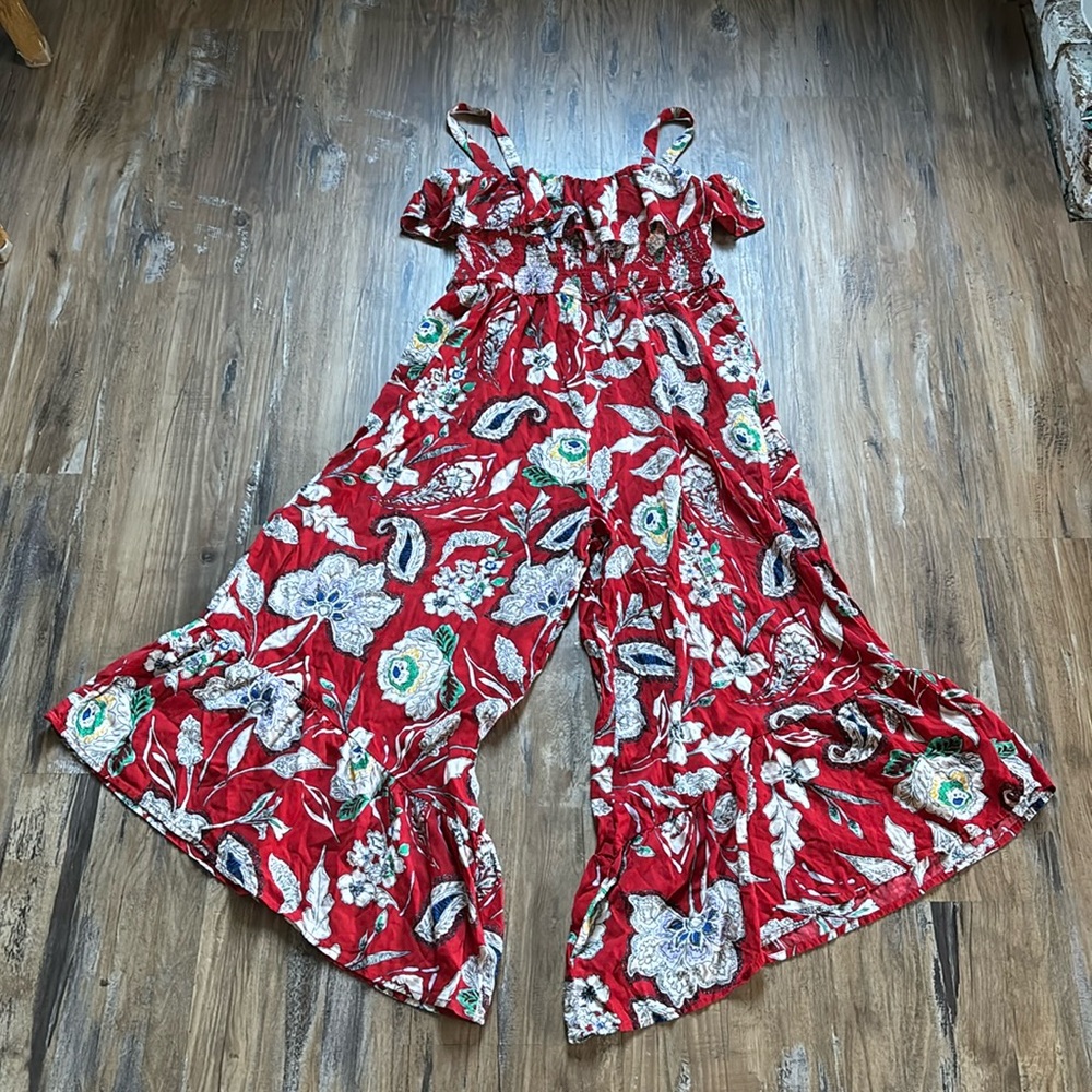 B.O.G. Collection Red Floral Jumpsuit